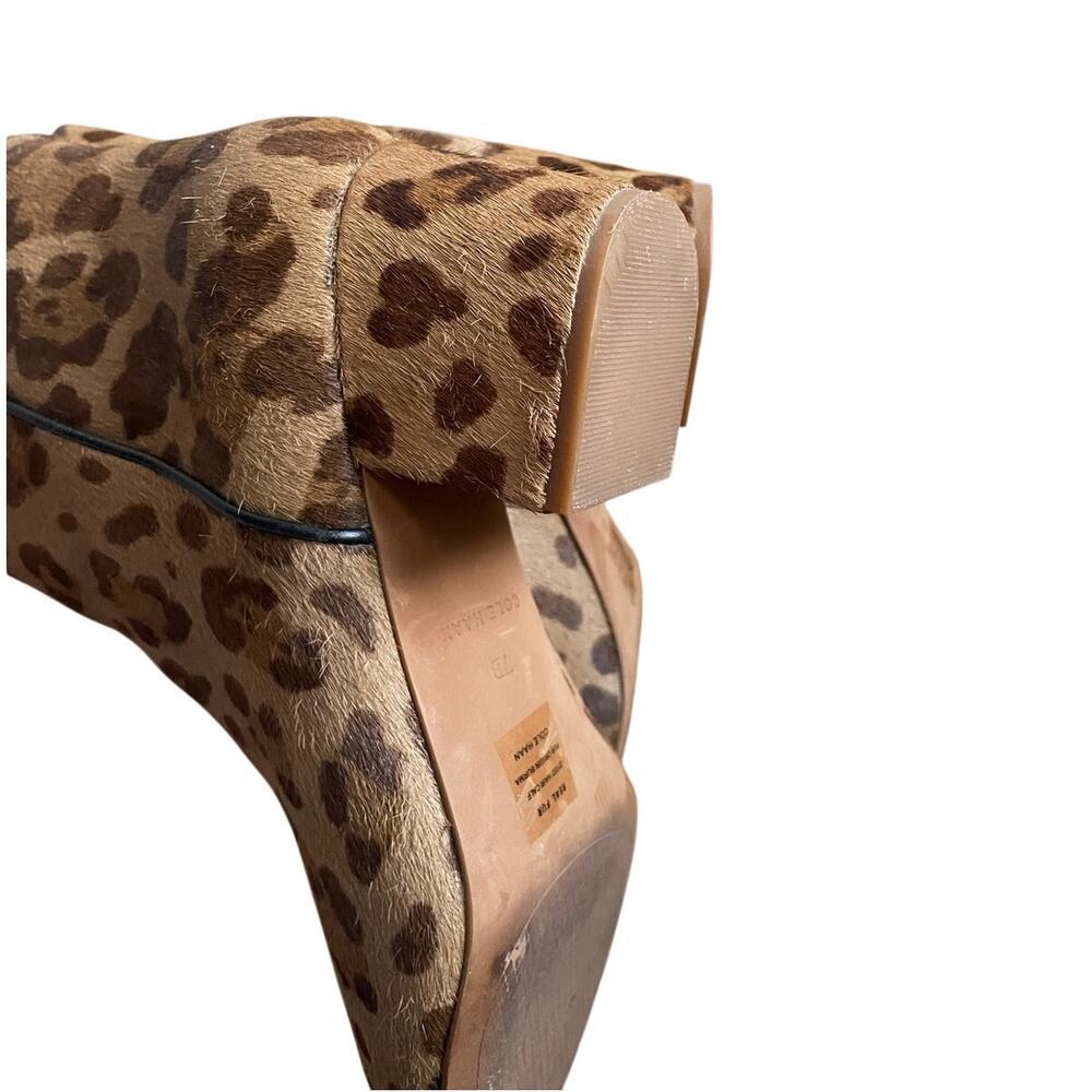 Cole Haan Elyse Leopard Print Heeled Booties size 7 2.5" Heel Ankle Boot Brown - Picture 7 of 8